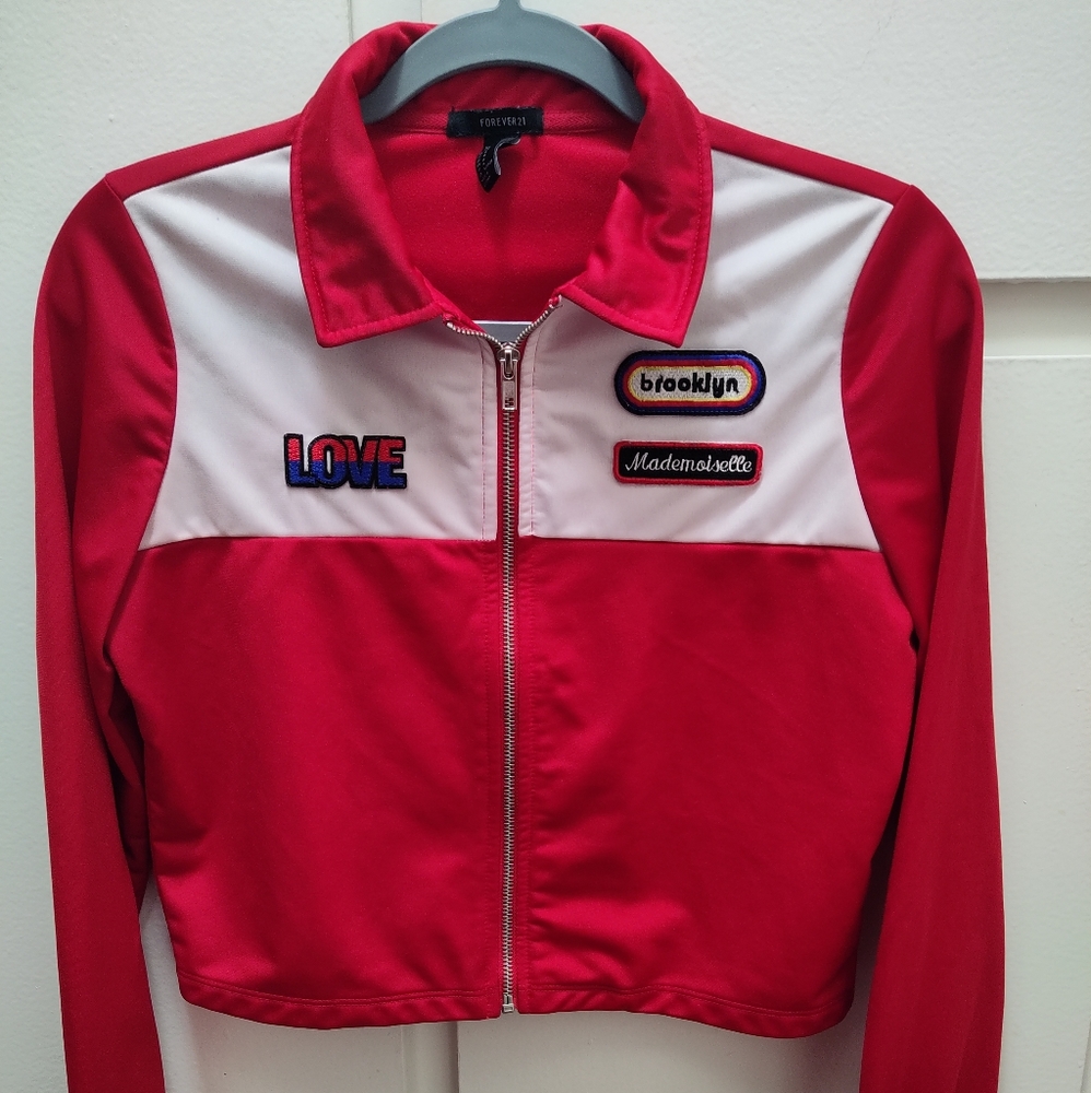 Forever 21 medium/small red and white with cute patches.